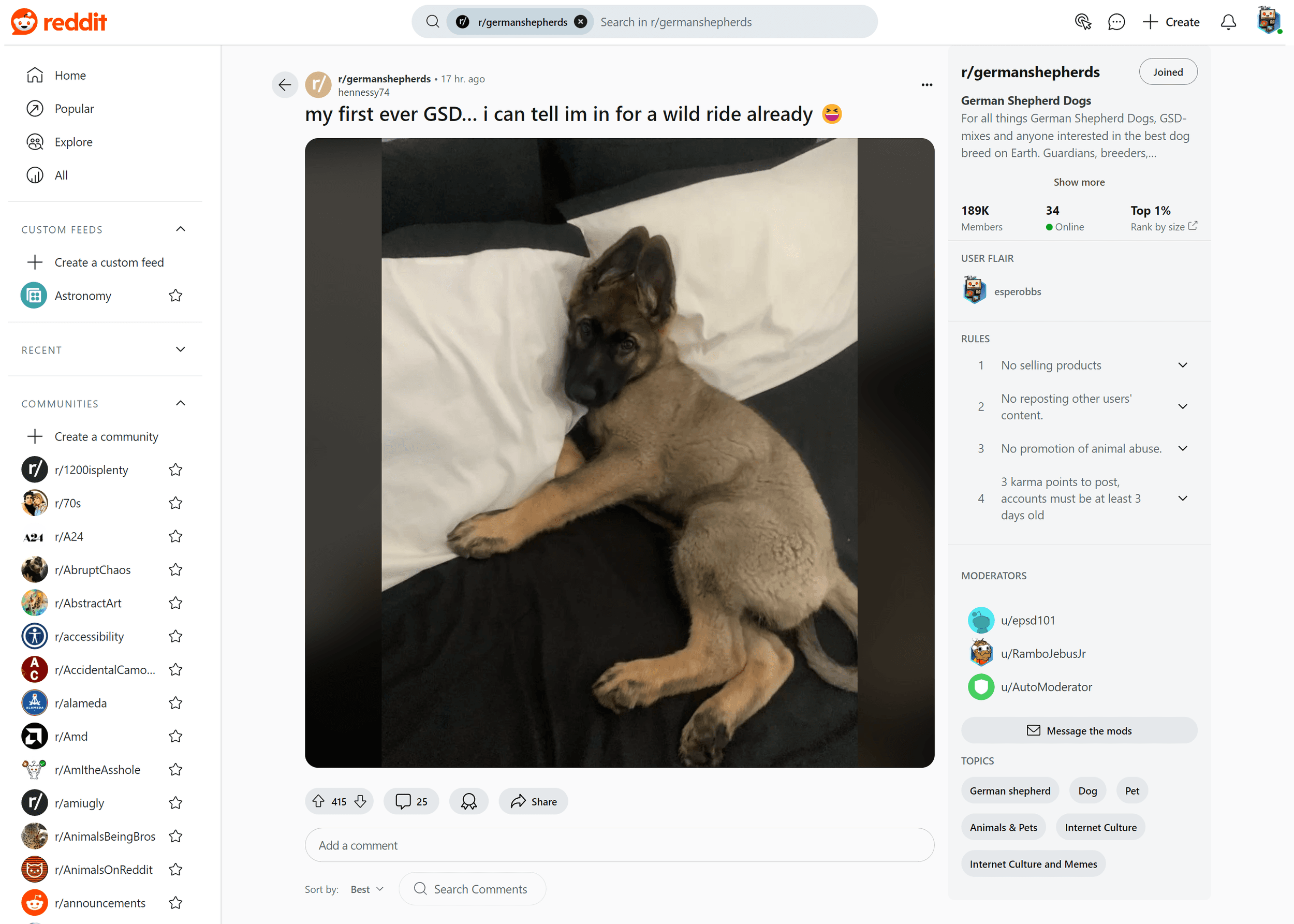 Reddit redesign — post detail view