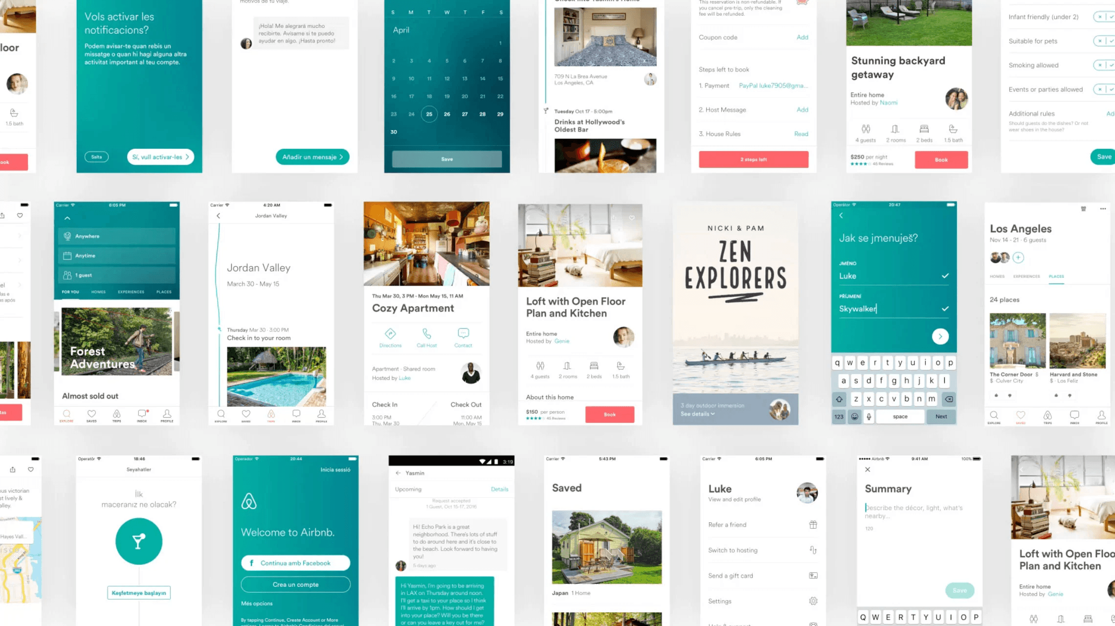 Airbnb Design Language System — mobile app UI screens